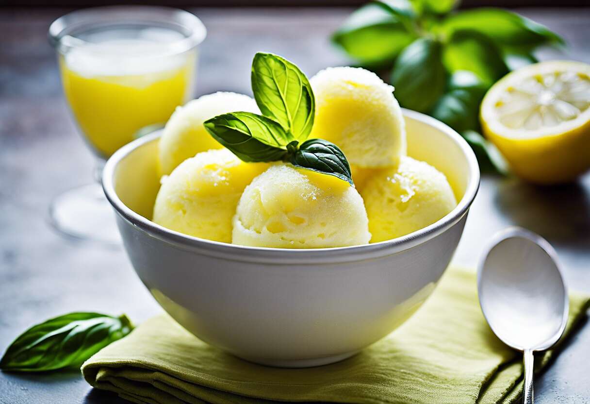 Sorbet citron basilic : fraîcheur et gourmandise assurées