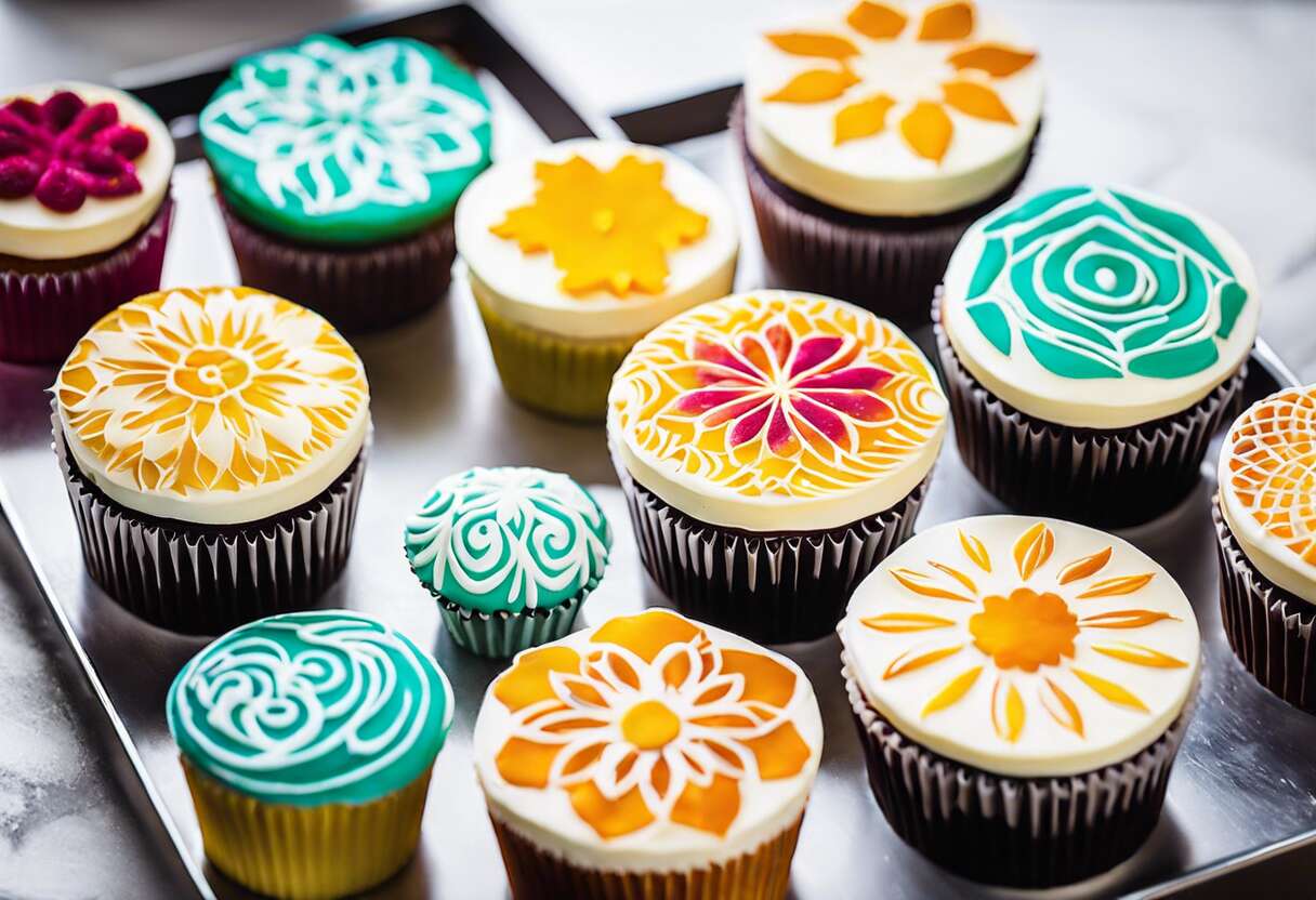 Création de motifs comestibles avec la technique du pochoir à gâteau