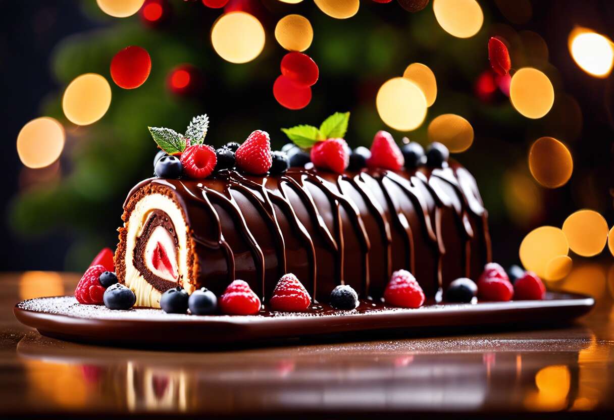 Harmoniser fruits et chocolat dans une bûche de Noël gourmande