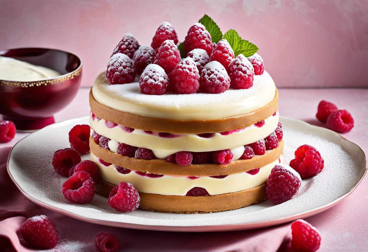 Recette Entremets Queen : framboise, vanille et Cacahuète - Saveurs Royales