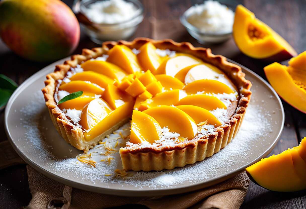 Recette facile de tarte à la mangue et noix de coco