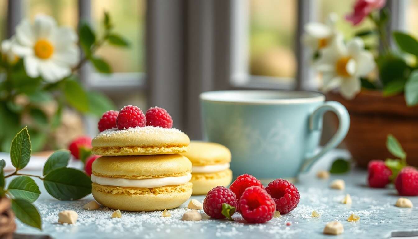 Recette de macarons citron vert et framboise : un jardin enchanté