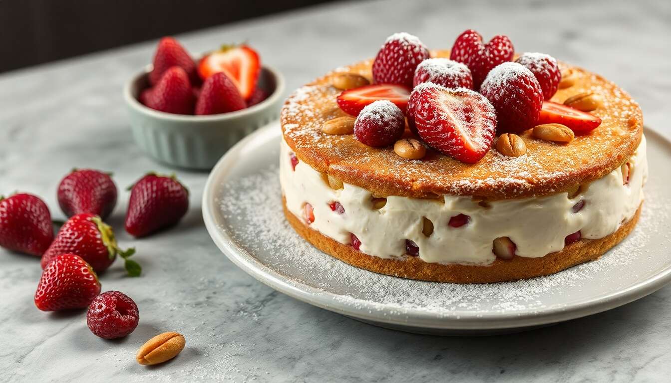 Recette de cake aux amandes et fraises