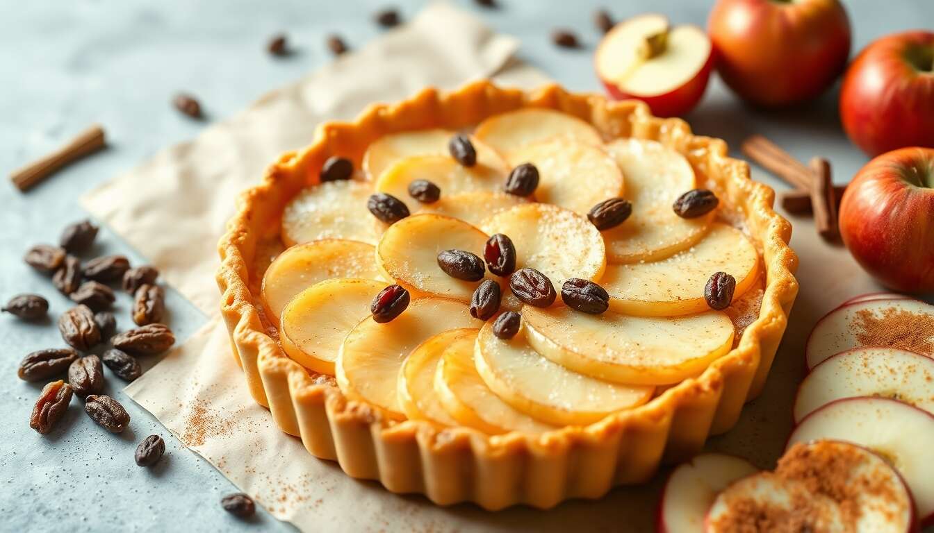 Tarte aux pommes et raisins secs : recette gourmande