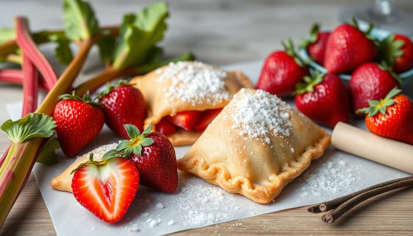 Recette de chaussons rhubarbe et fraises maison