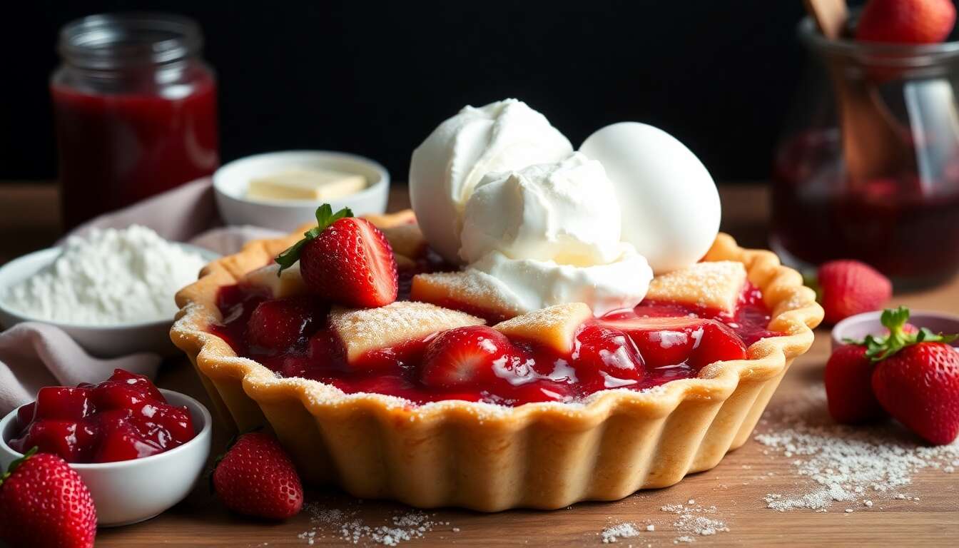 Recette de tarte fraise rhubarbe