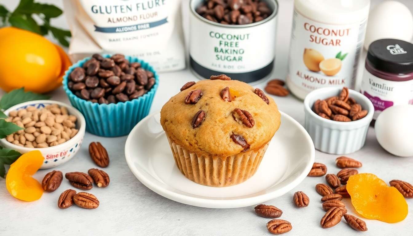 Muffins noix de pécan et abricots : recette sans gluten et sans lactose