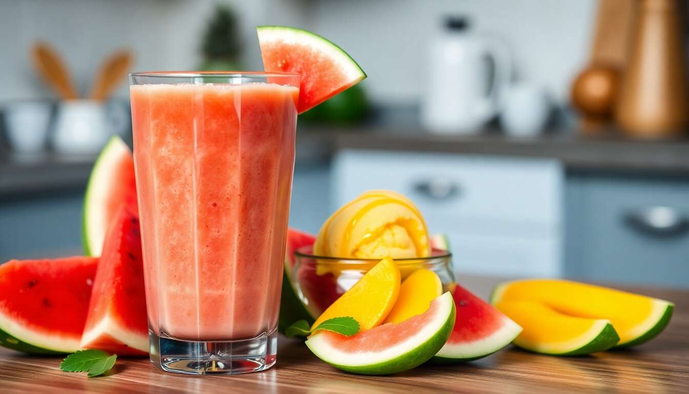 Smoothie pastèque mangue : recette rafraîchissante et facile