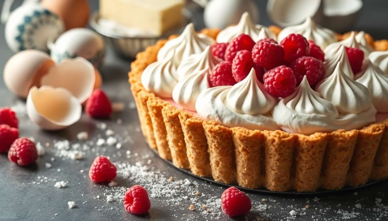 Recette de tarte framboise meringuée