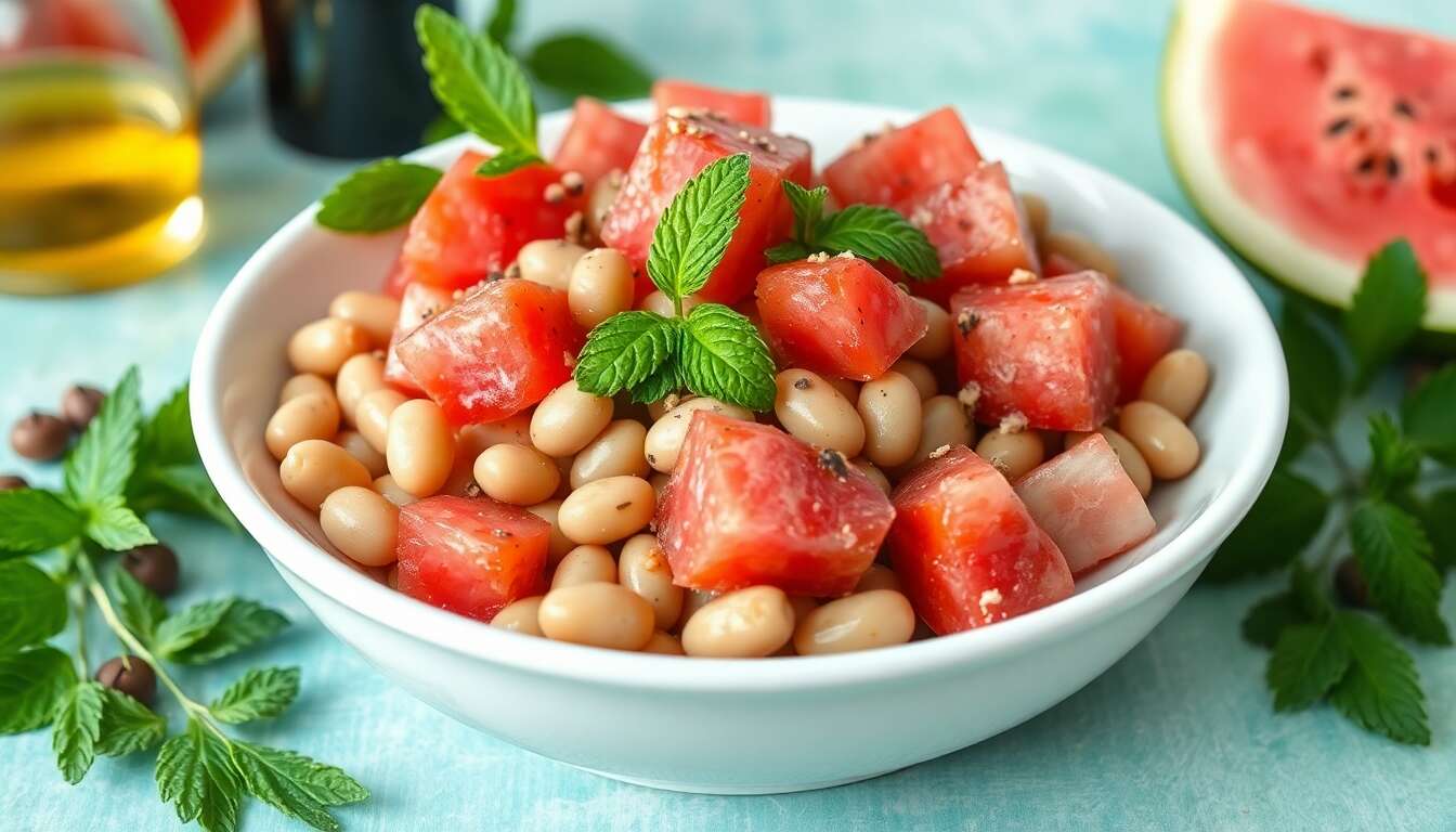 Salade light fèves et pastèque : recette fraîcheur d'été