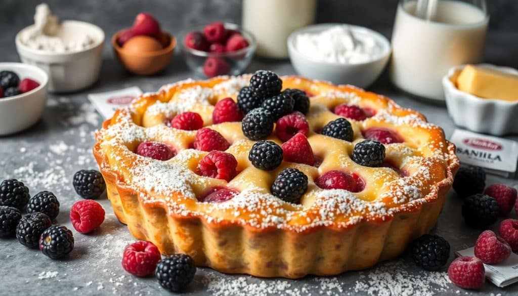Recette de clafoutis aux mûres et framboises