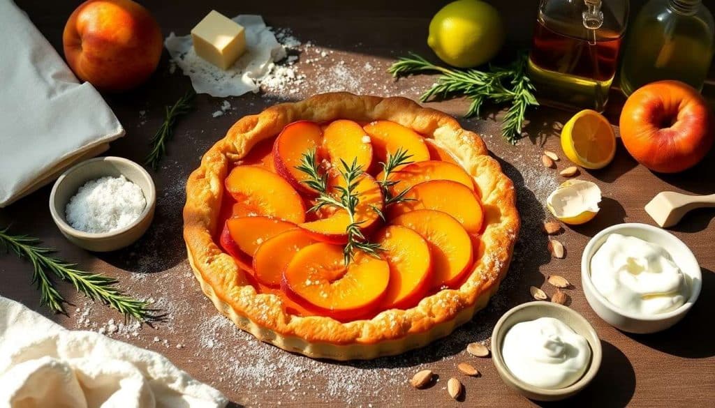 Tarte aux pêches, romarin et citron vert d'Ottolenghi