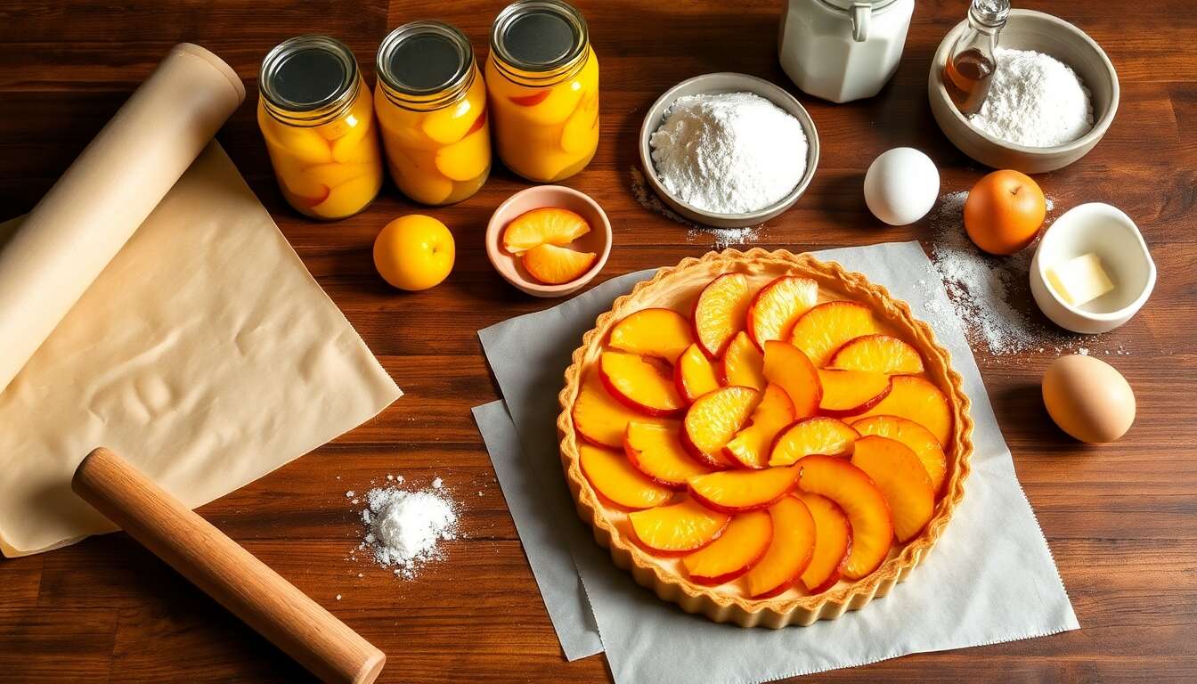 Recette de tarte amandine aux pêches jaunes