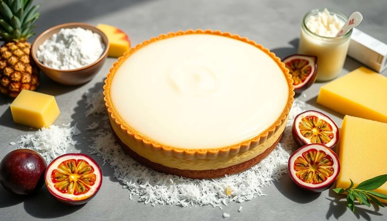 Tarte exotique coco, ananas et passion : recette gourmande