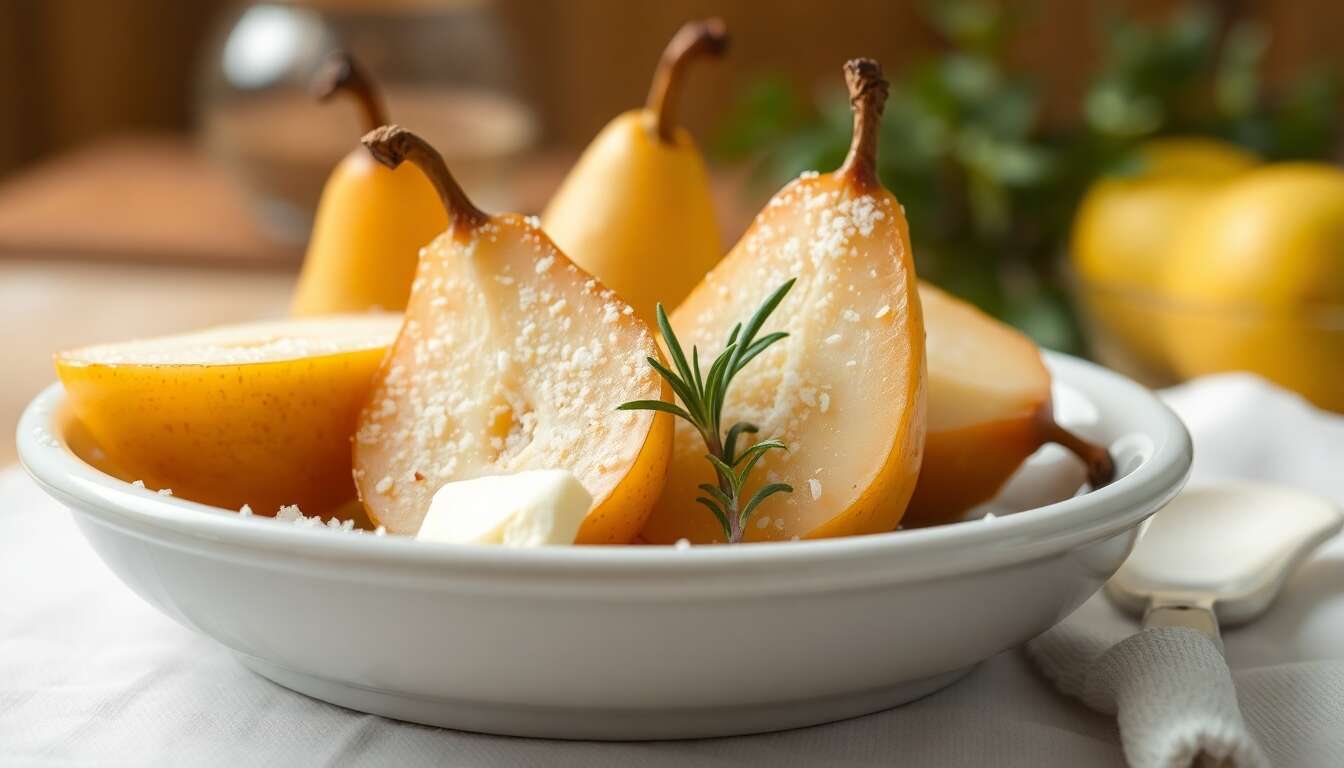 Délice de poires au parfum de romarin