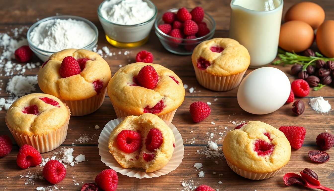 Recette de muffins aux framboises moelleux et savoureux