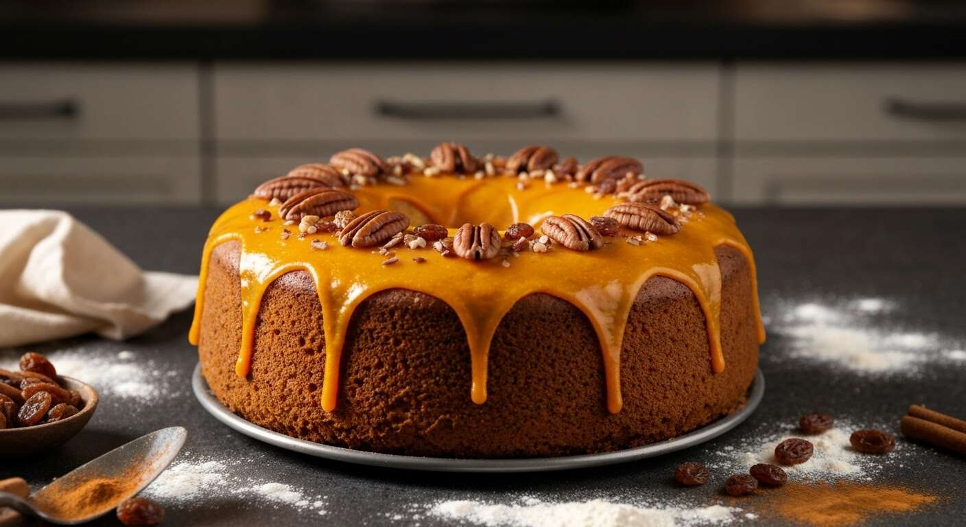 Gâteau potiron, glaçage à l'orange et fruits secs : recette gourmande