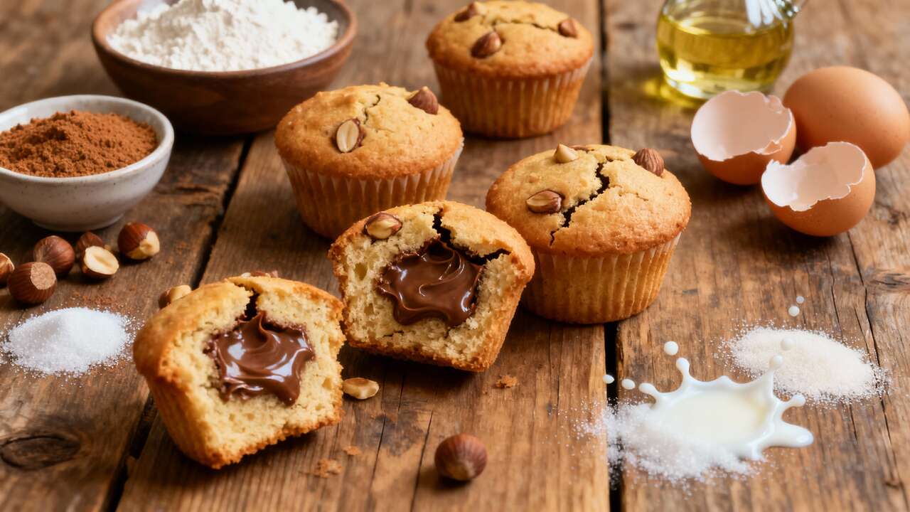 Muffins moelleux à la noisette : cœur fondant au Nutella