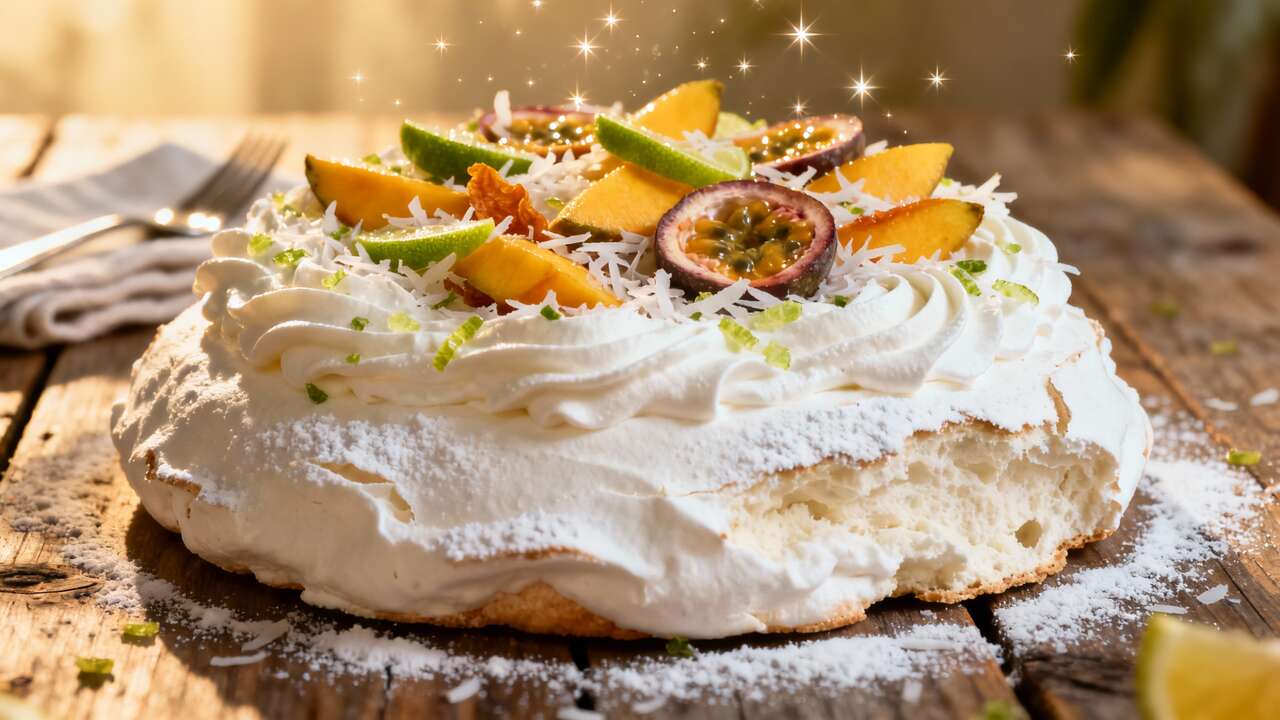 Pavlova exotique sans gluten : recette gourmande