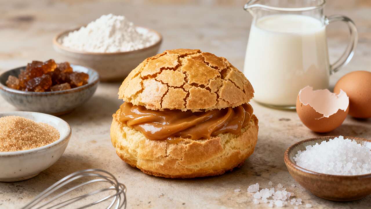 Choux craquelin à la crème caramel beurre salé : recette gourmande