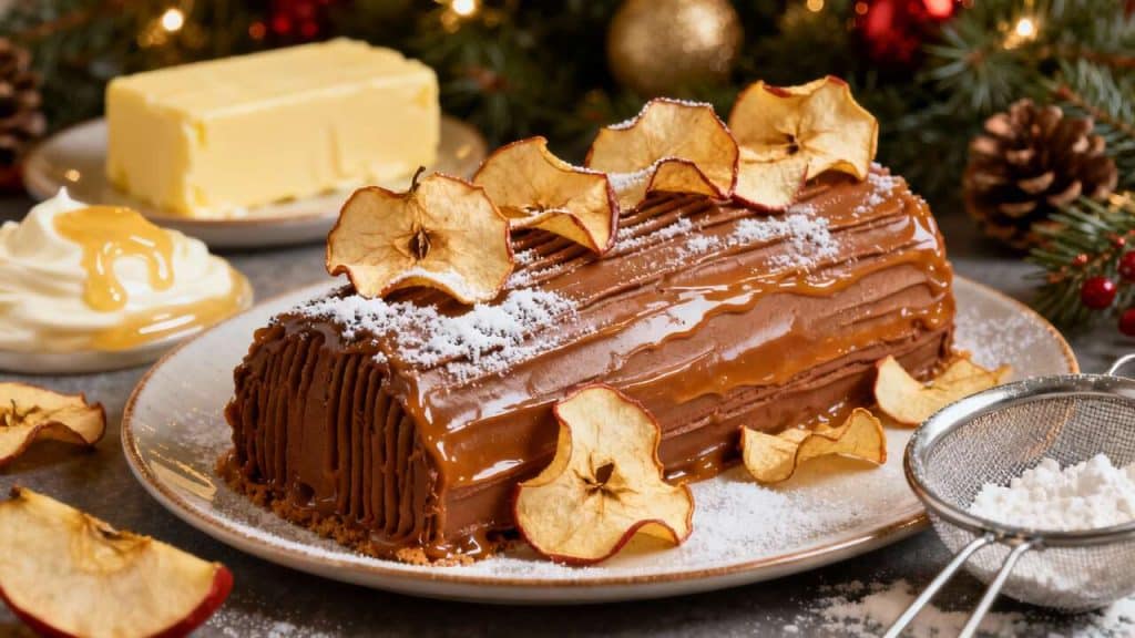 Bûche Pommes Dulcey : recette Gourmande pour Noël