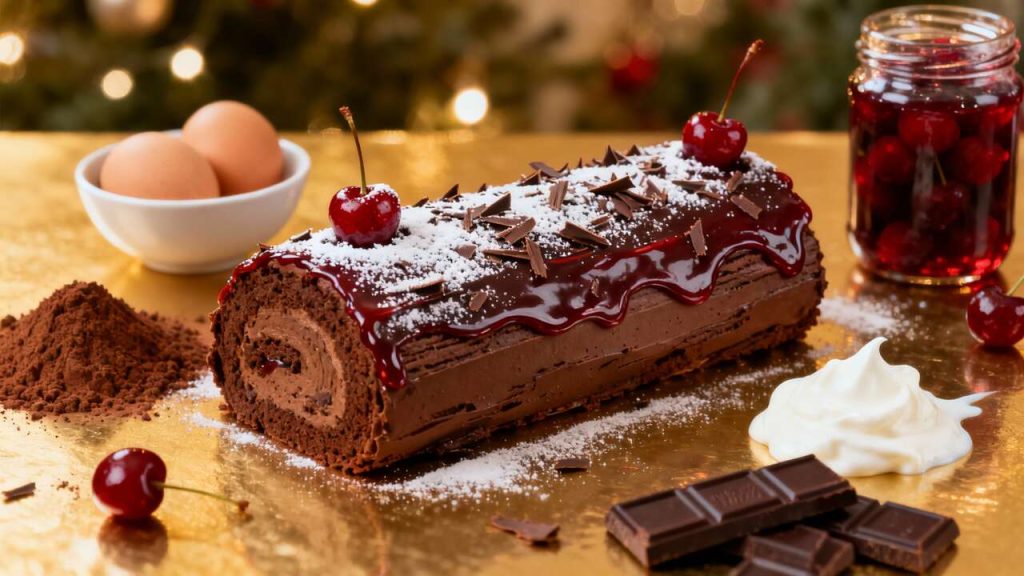 Recette de bûche Forêt-Noire : délice chocolaté pour les fêtes