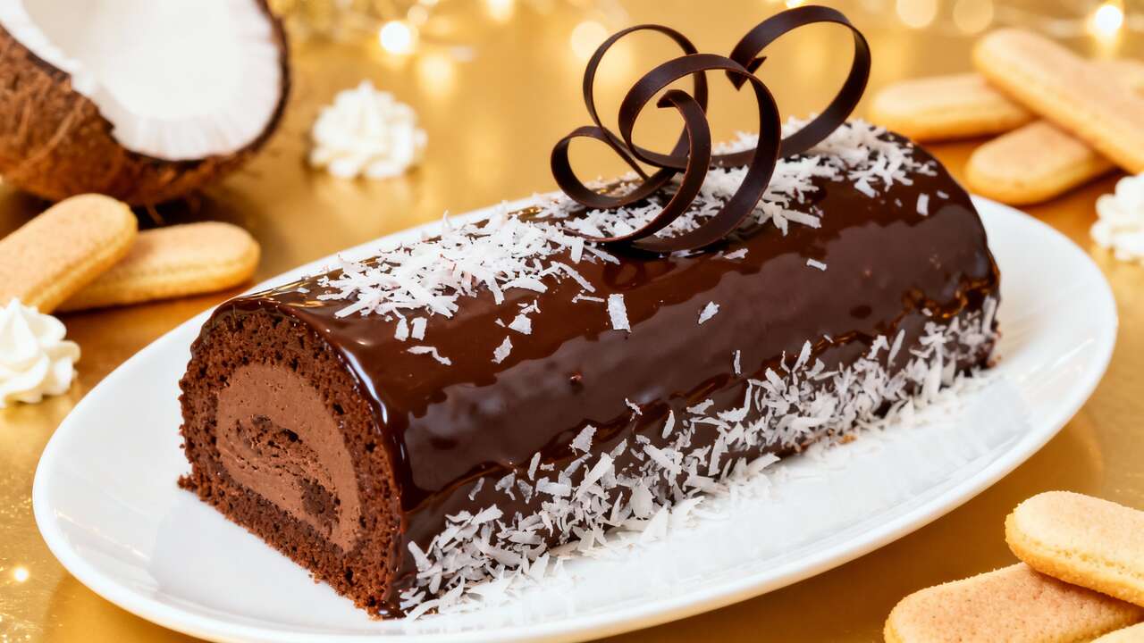 Bûche Noix de Coco Chocolat : recette Gourmande pour Noël