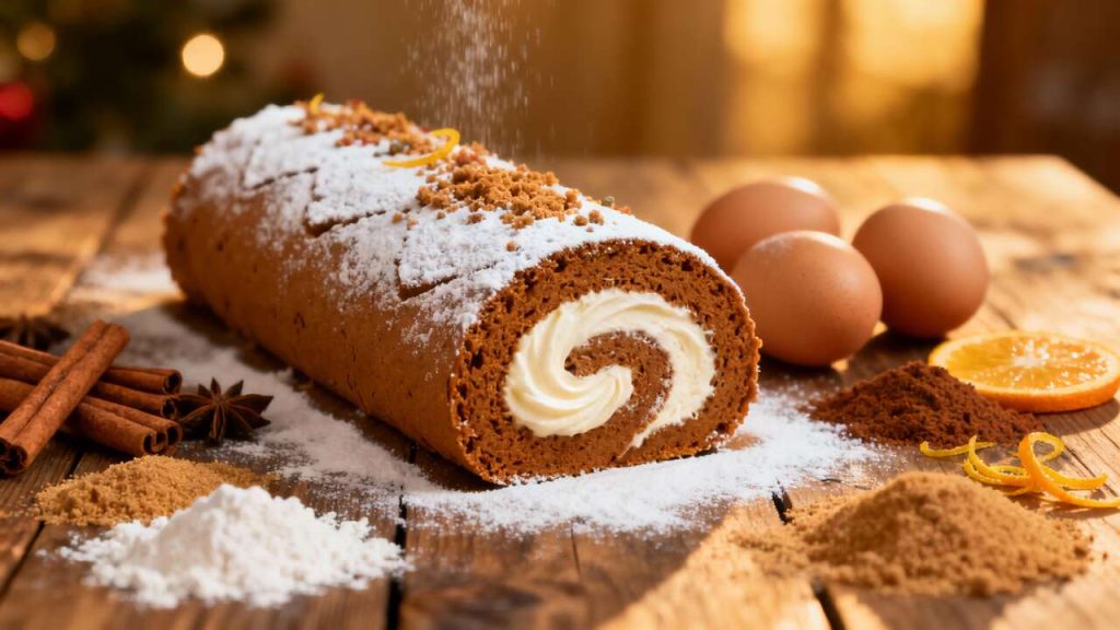 Bûche roulée pain d'épices et cream cheese : recette festive