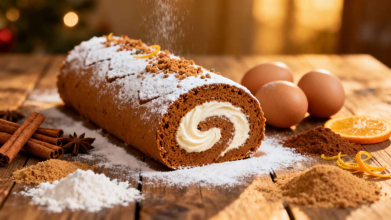 Bûche roulée pain d'épices et cream cheese : recette festive