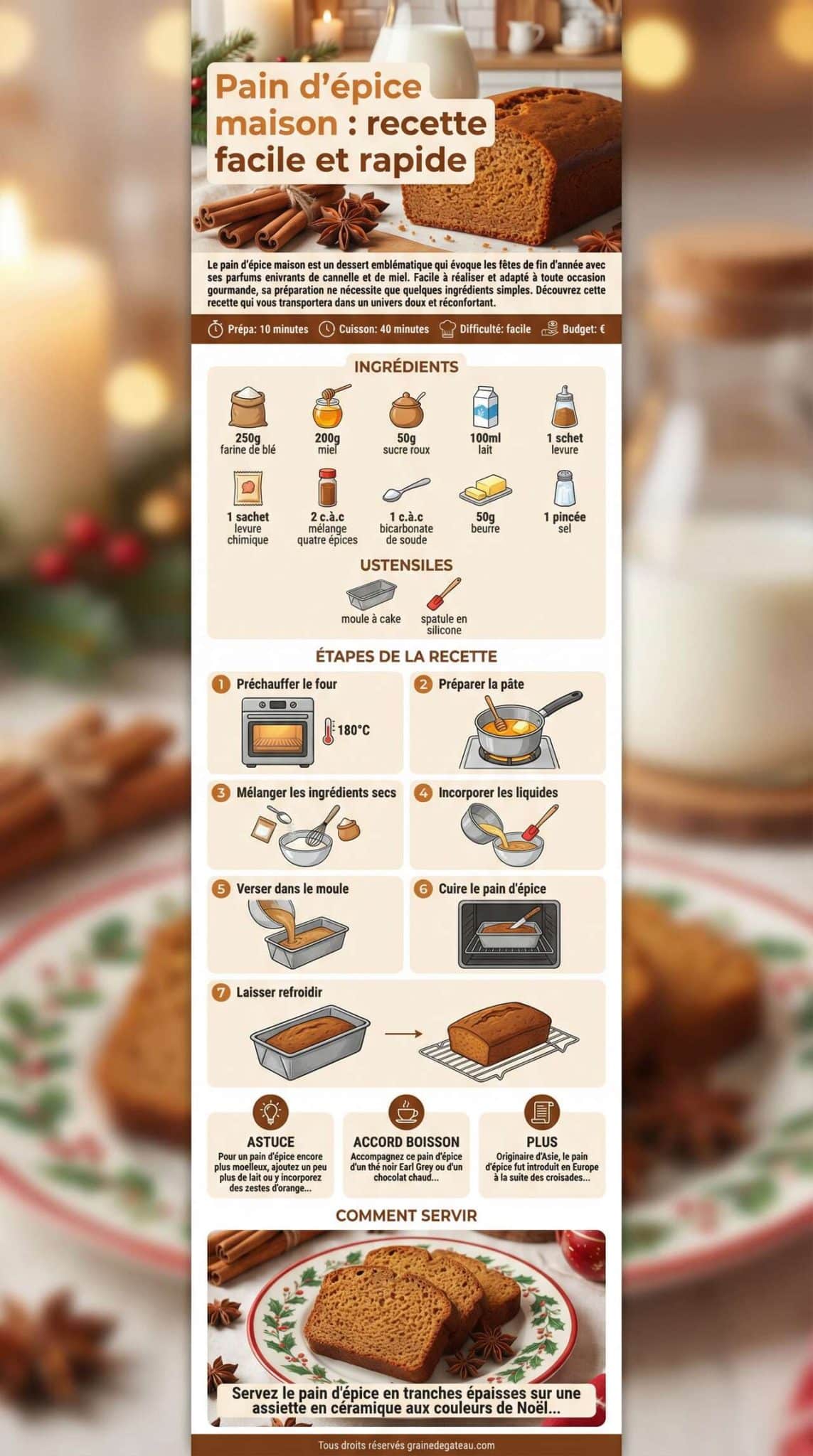 Fiche recette Pain d'&eacute;pice maison : recette facile et rapide