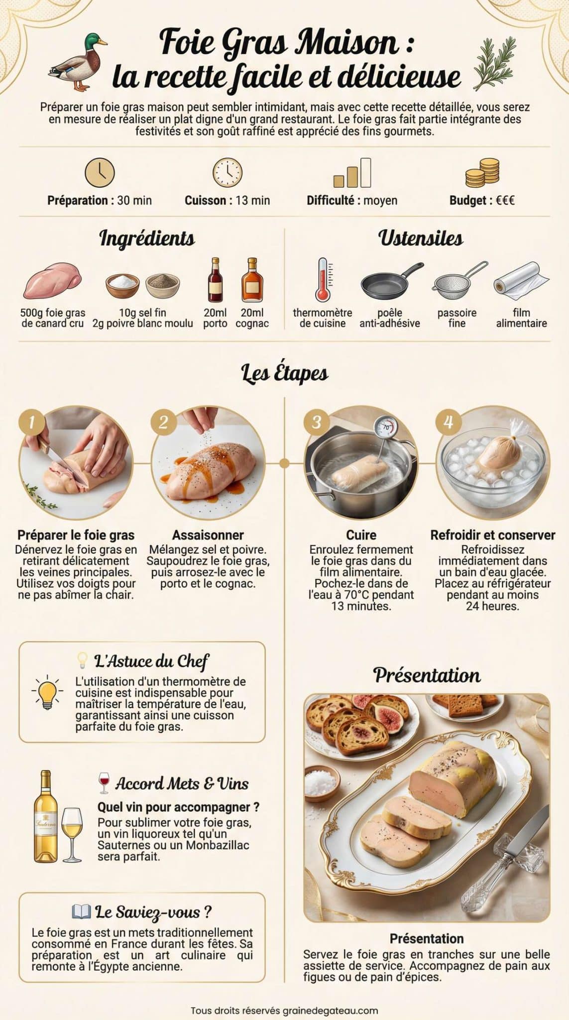 Fiche recette Foie gras maison : la recette facile et d&eacute;licieuse