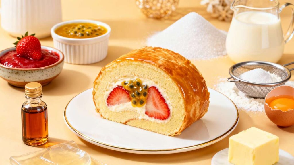 Bûche vanille fraise passion : recette gourmande et exotique