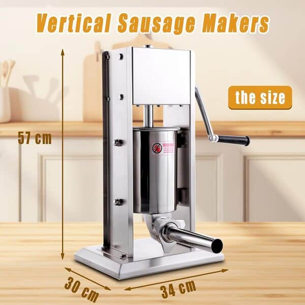 HAKKA BROTHERS Hakka Machine à remplir de saucisses verticales en acier inoxydable à 2 vitesses avec cinq tubes et churros, machine à boulettes de viande pour la maison et les cuisines commerciales 3