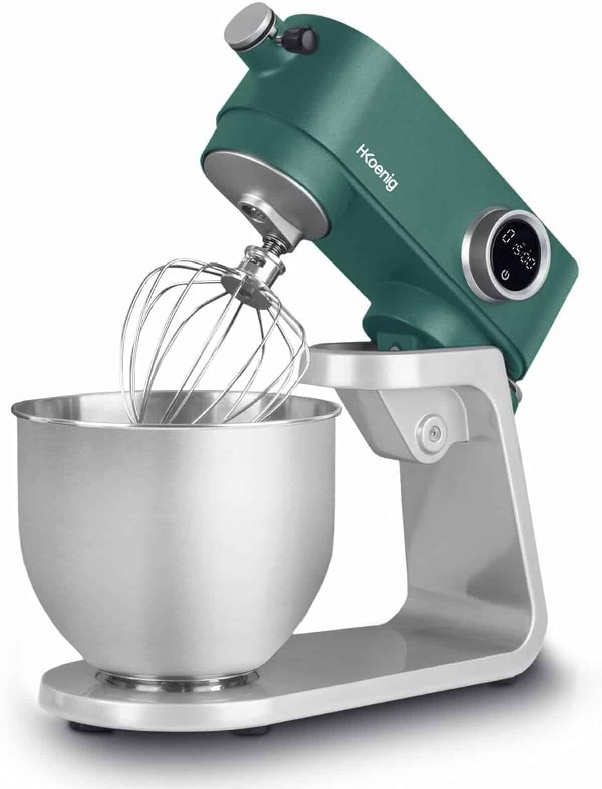 Test du H.Koenig KM128 : robot pétrin multifonctions 800W en inox vert mat