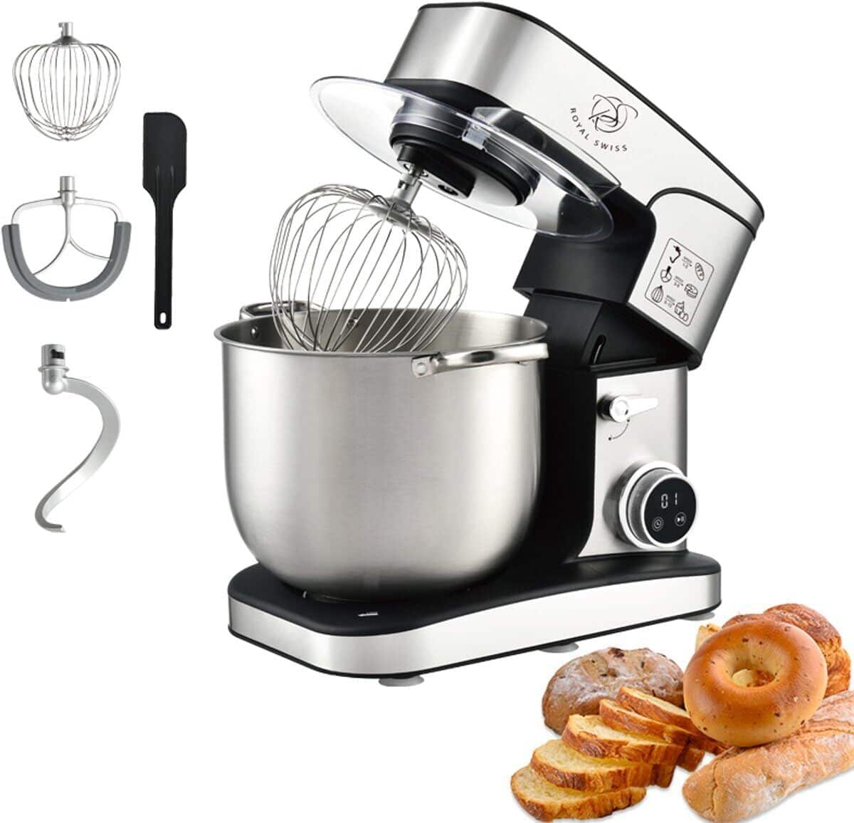 Test : robot pâtissier Royal Swiss 2800W 16L écran LED avec accessoires