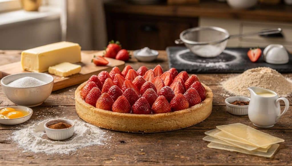 Tarte aux fraises sur sablé breton : recette gourmande