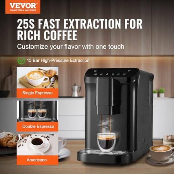 Découvrez notre test complet de la cafetière expresso VEVOR 15 bars avec broyeur intégré : performances, avantages et inconvénients pour bien choisir. 