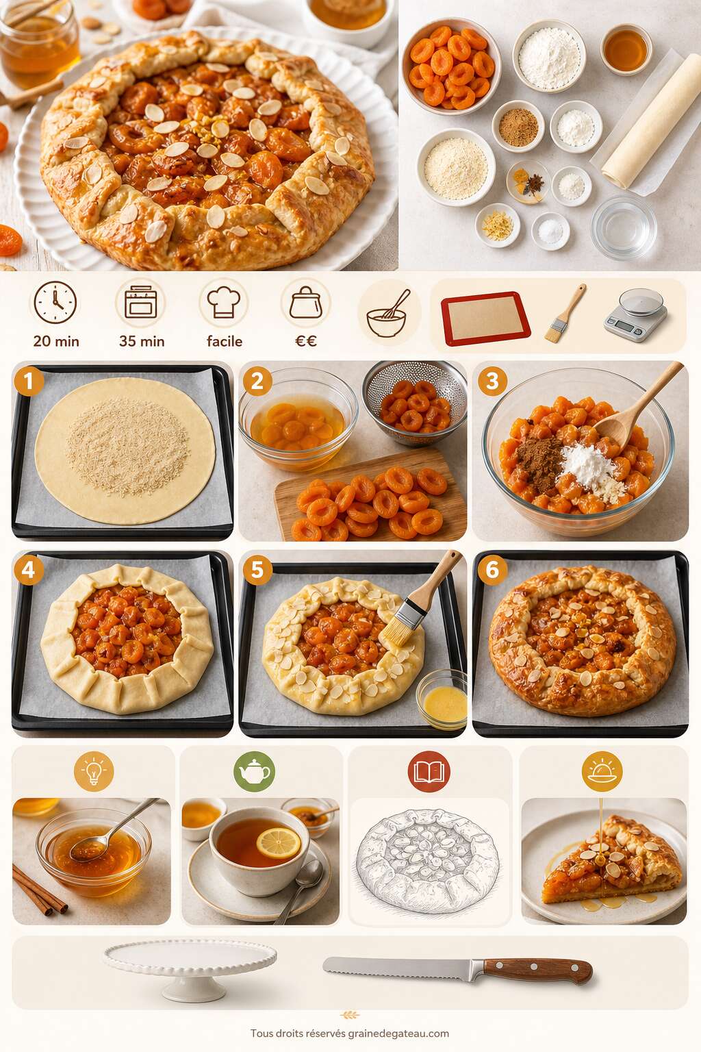 Fiche recette Recette de tarte rustique abricot-miel Fiche recette Recette de tarte rustique abricot-miel