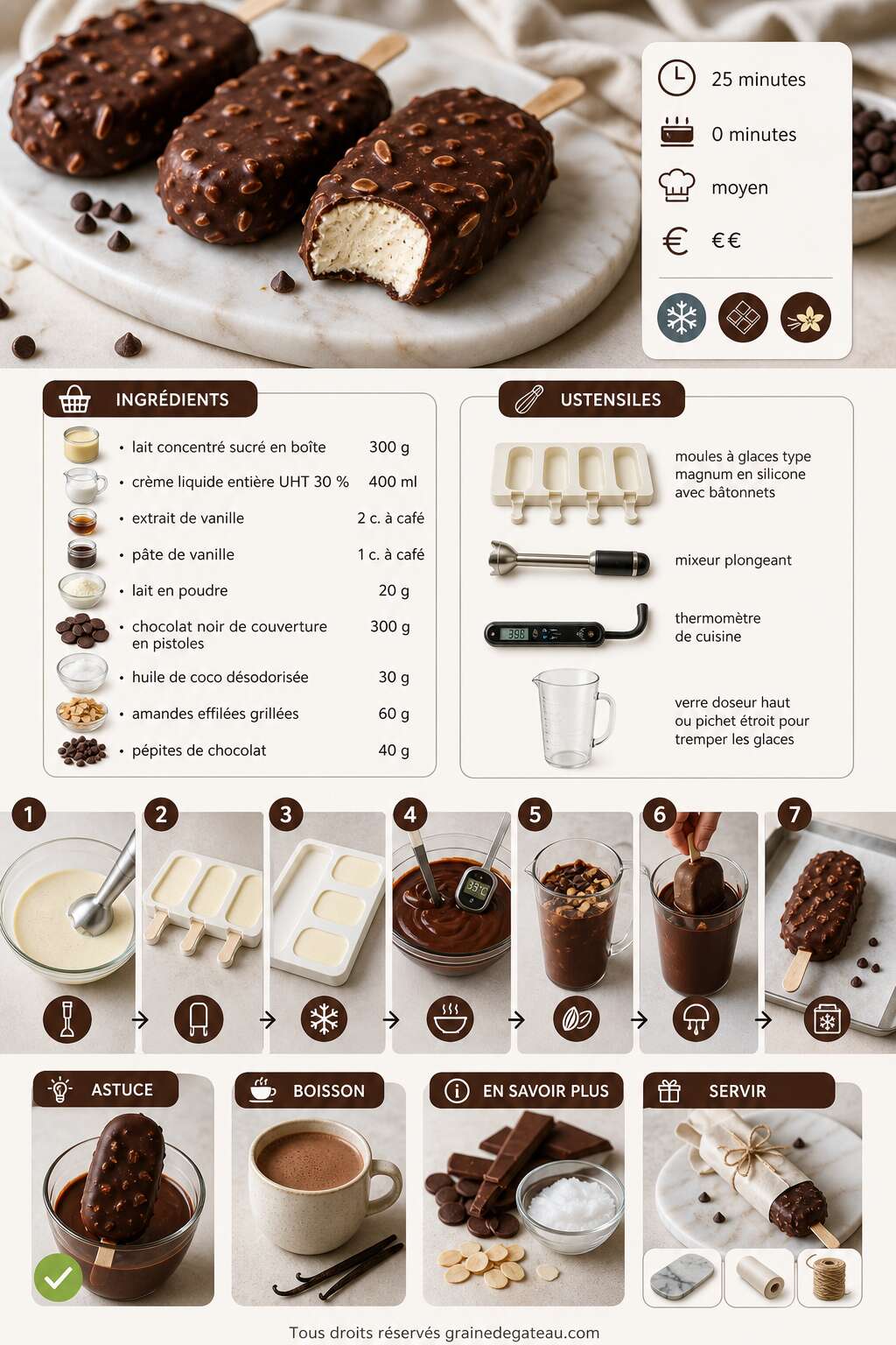 Fiche recette Recette de glaces maison façon magnum Fiche recette Recette de glaces maison façon magnum