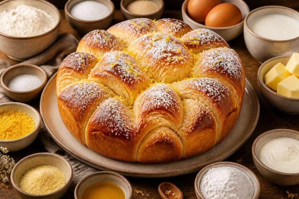 Recette de brioche à effeuiller au citron (pull apart bread)