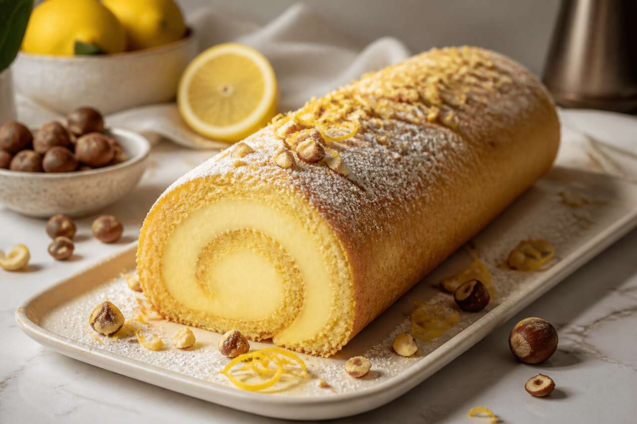 Roulé au citron et noisettes de Cyril Lignac
