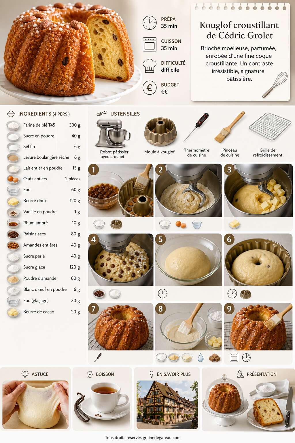 Fiche recette Recette du kouglof croustillant de C&eacute;dric Grolet