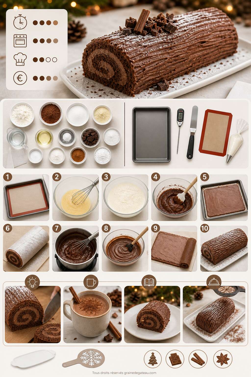 Fiche recette Recette de bûche au chocolat et à la cannelle Fiche recette Recette de bûche au chocolat et à la cannelle
