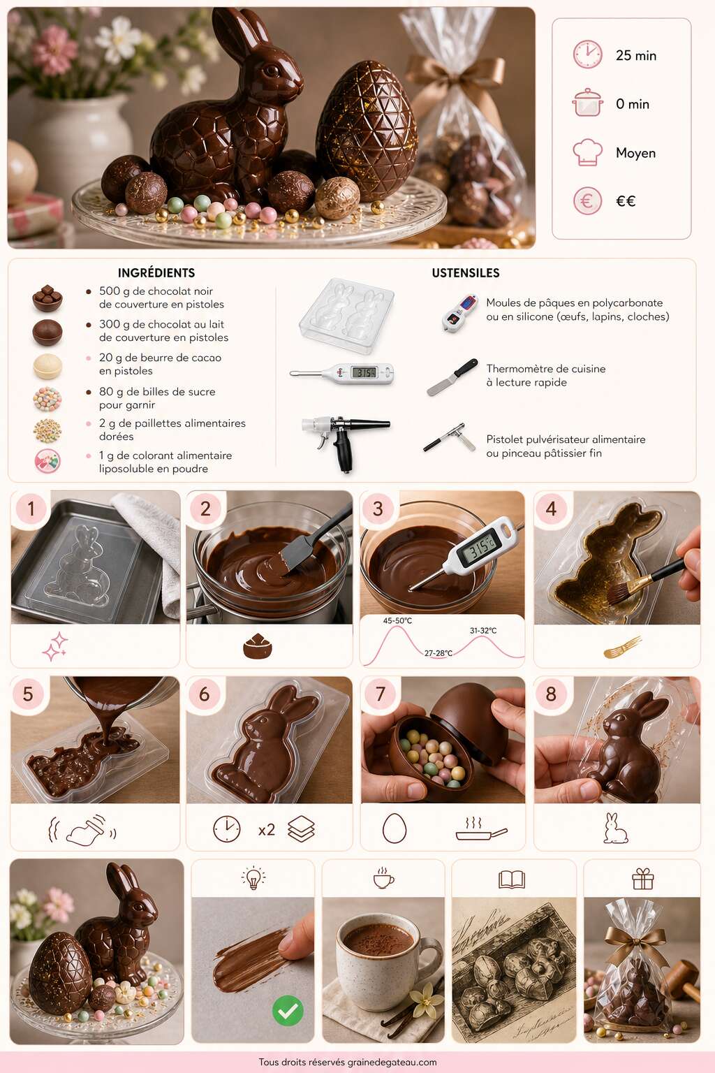 Fiche recette Recette de moulage de P&acirc;ques maison en chocolat