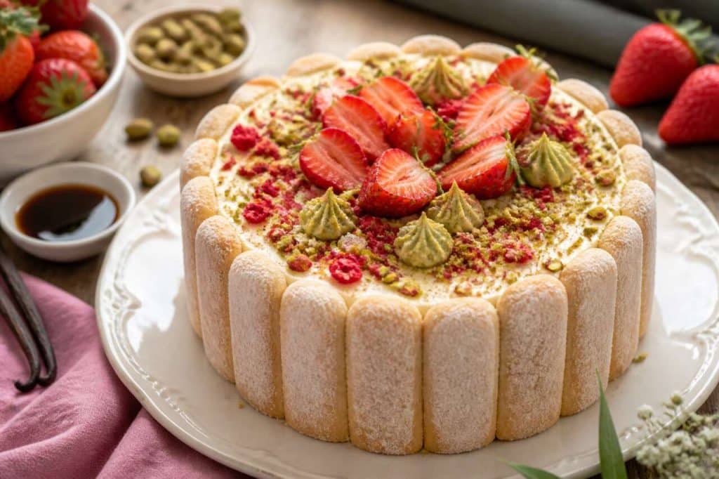 Recette de charlotte fraise et pistache