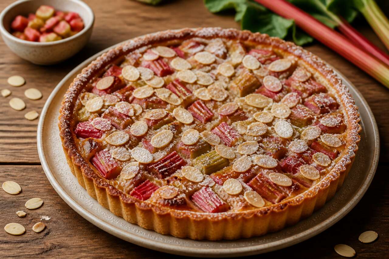 Recette de tarte amandine à la rhubarbe
