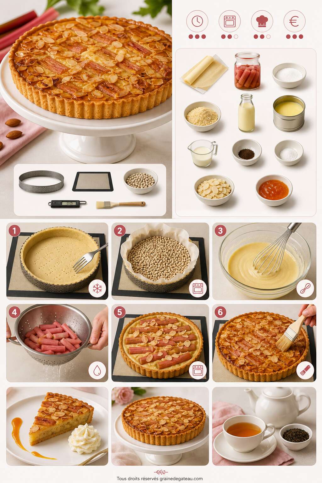 Fiche recette Tarte à la rhubarbe de Philippe Conticini : la recette incontournable Fiche recette Tarte à la rhubarbe de Philippe Conticini : la recette incontournable