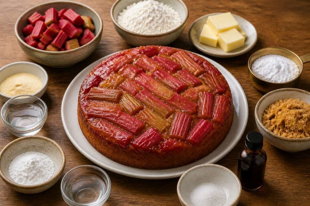 Recette du gâteau renversé à la rhubarbe