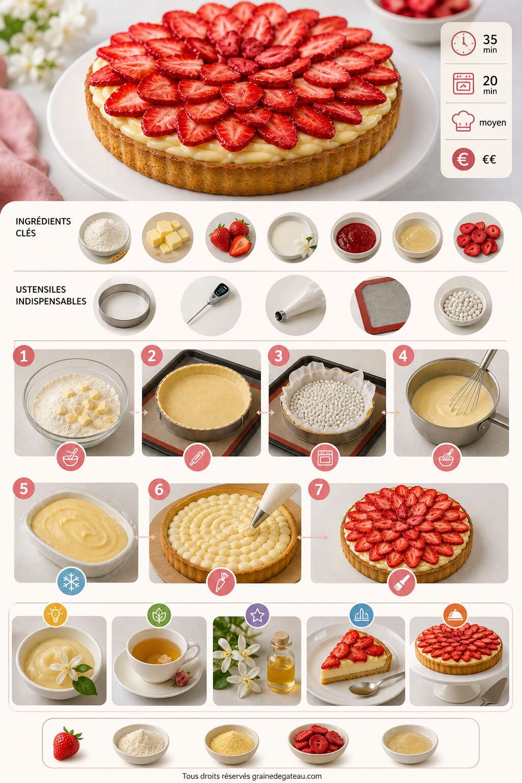 Fiche recette Recette de tarte &agrave; la fraise et fleur d'oranger d'&Eacute;ric Kayser