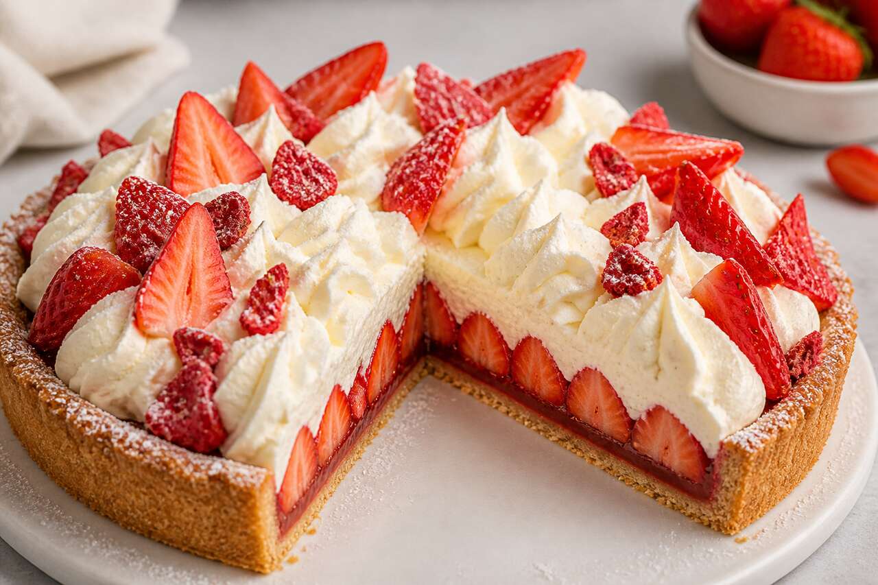 Recette de tarte aux fraises et chantilly vanille